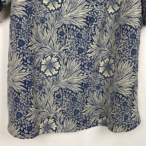 H&M x William Morris & Co 8 Floral Print Tunic Shift Dress Blue Tie Sleeves - Picture 7 of 12